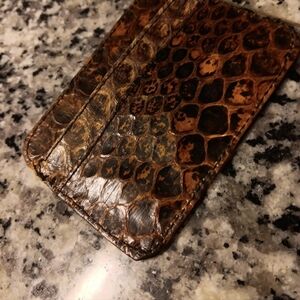 Vintage mens cognac honey orange alligator cardholder